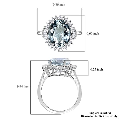 Luxoro 10K White Gold Premium Mangoro Aquamarine and Diamond Sunburst Ring (Size 10.0) 4.35 ctw