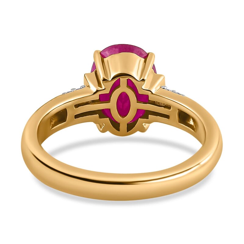 Luxoro 14K Yellow Gold AAA Montepuez Ruby and G-H I2 Diamond Ring (Size 10.0) 4 Grams 2.40 ctw