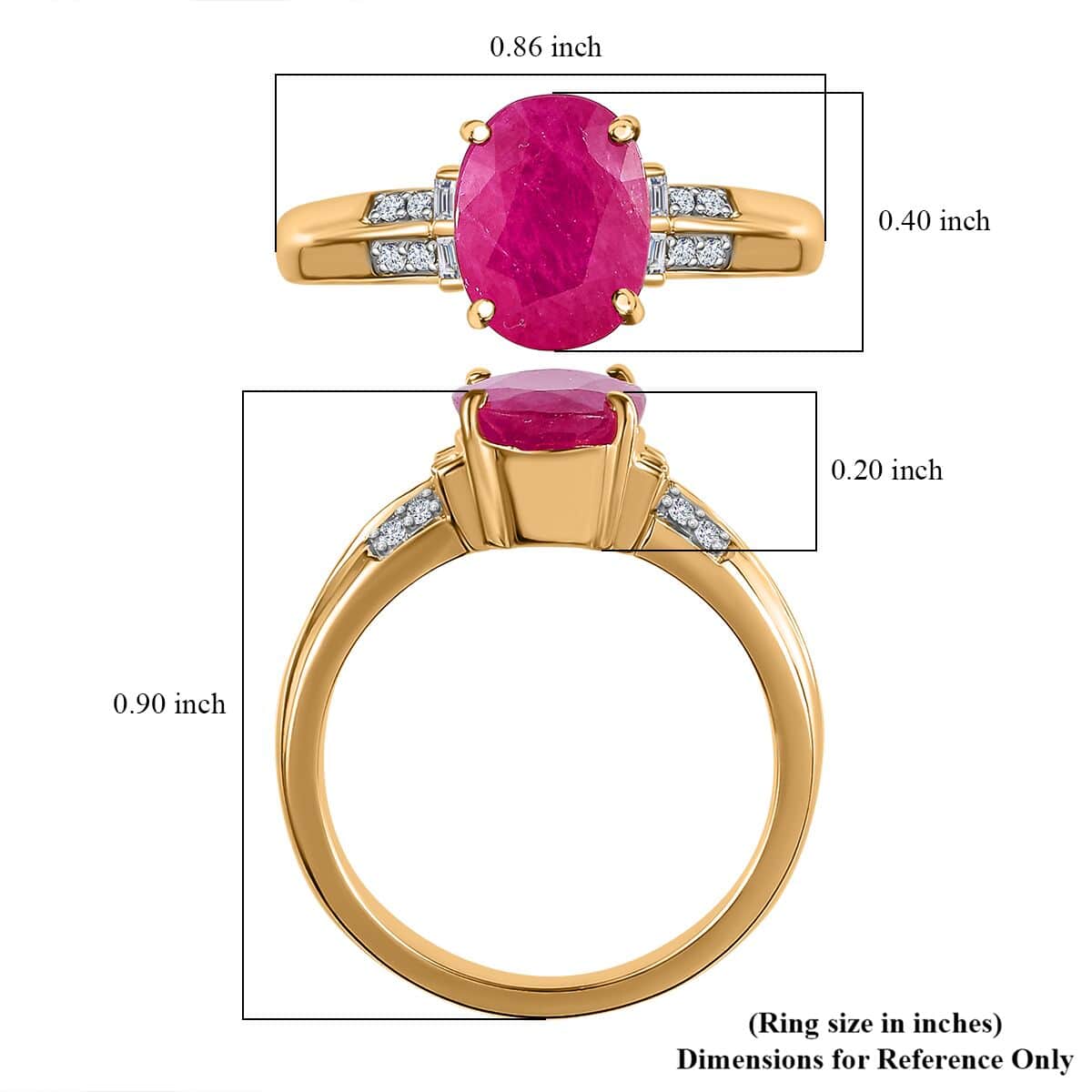 Luxoro 14K Yellow Gold AAA Mozambique Ruby and G-H I2 Diamond Ring (Size 10.0) 4 Grams 2.40 ctw image number 5