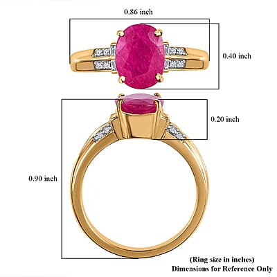 Luxoro 14K Yellow Gold AAA Montepuez Ruby and G-H I2 Diamond Ring (Size 10.0) 4 Grams 2.40 ctw