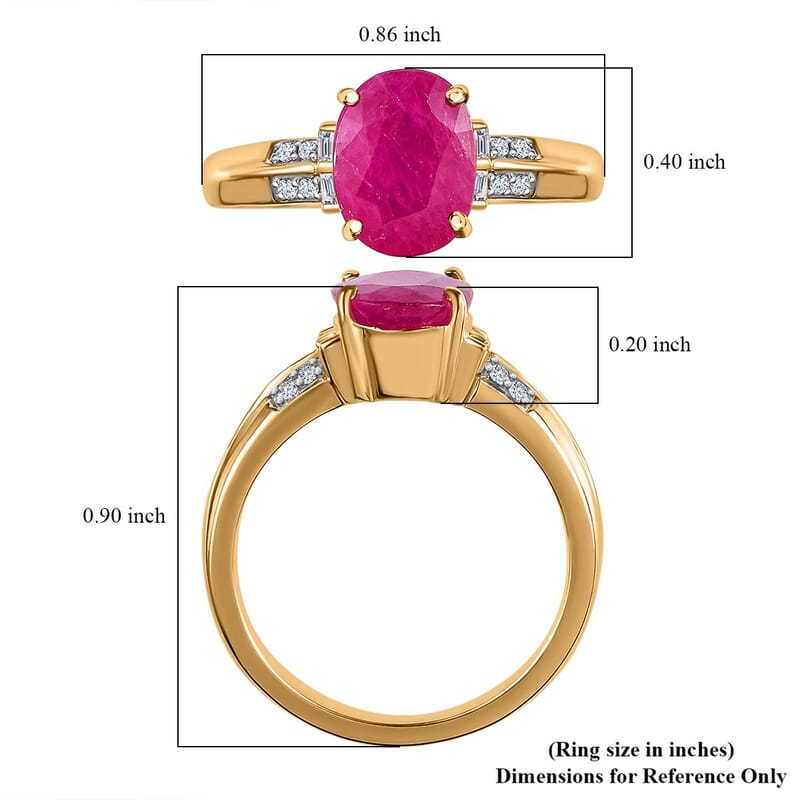 Luxoro 14K Yellow Gold AAA Montepuez Ruby and G-H I2 Diamond Ring (Size 10.0) 4 Grams 2.40 ctw