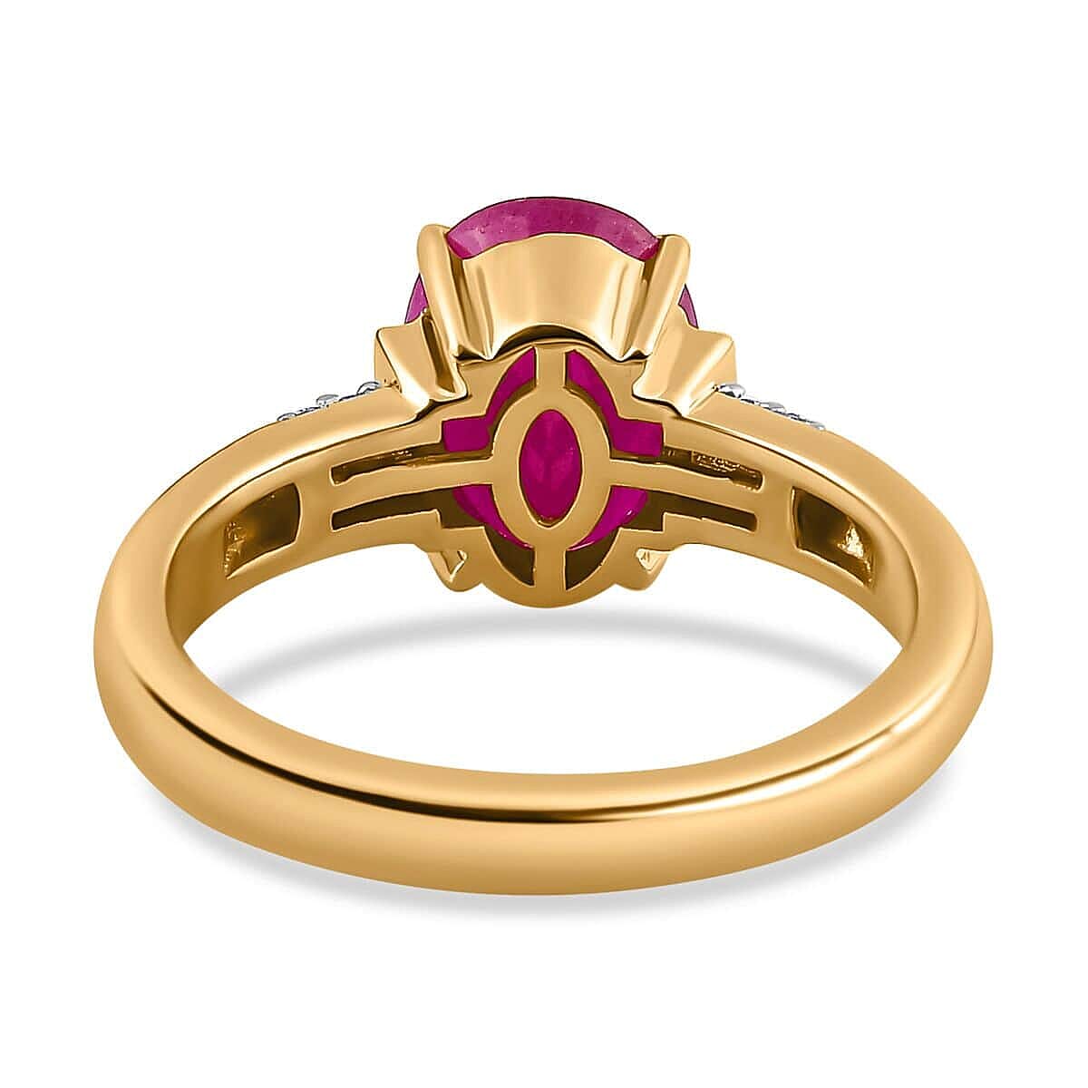 Luxoro 14K Yellow Gold AAA Mozambique Ruby, Diamond (G-H, I2) Ring (Size 8.5) (4 g) 2.40 ctw image number 4