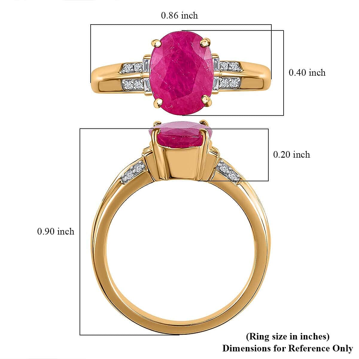 Luxoro 14K Yellow Gold AAA Mozambique Ruby, Diamond (G-H, I2) Ring (Size 8.5) (4 g) 2.40 ctw image number 5