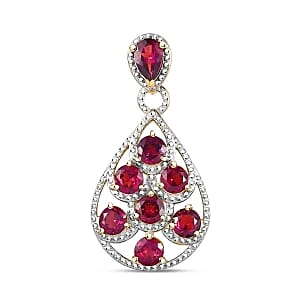 Rhodolite Garnet Cluster 2.96 ctw Pendant in Vermeil YG Over Sterling Silver