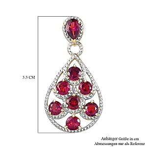 Rhodolite Garnet Cluster 2.96 ctw Pendant in Vermeil YG Over Sterling Silver