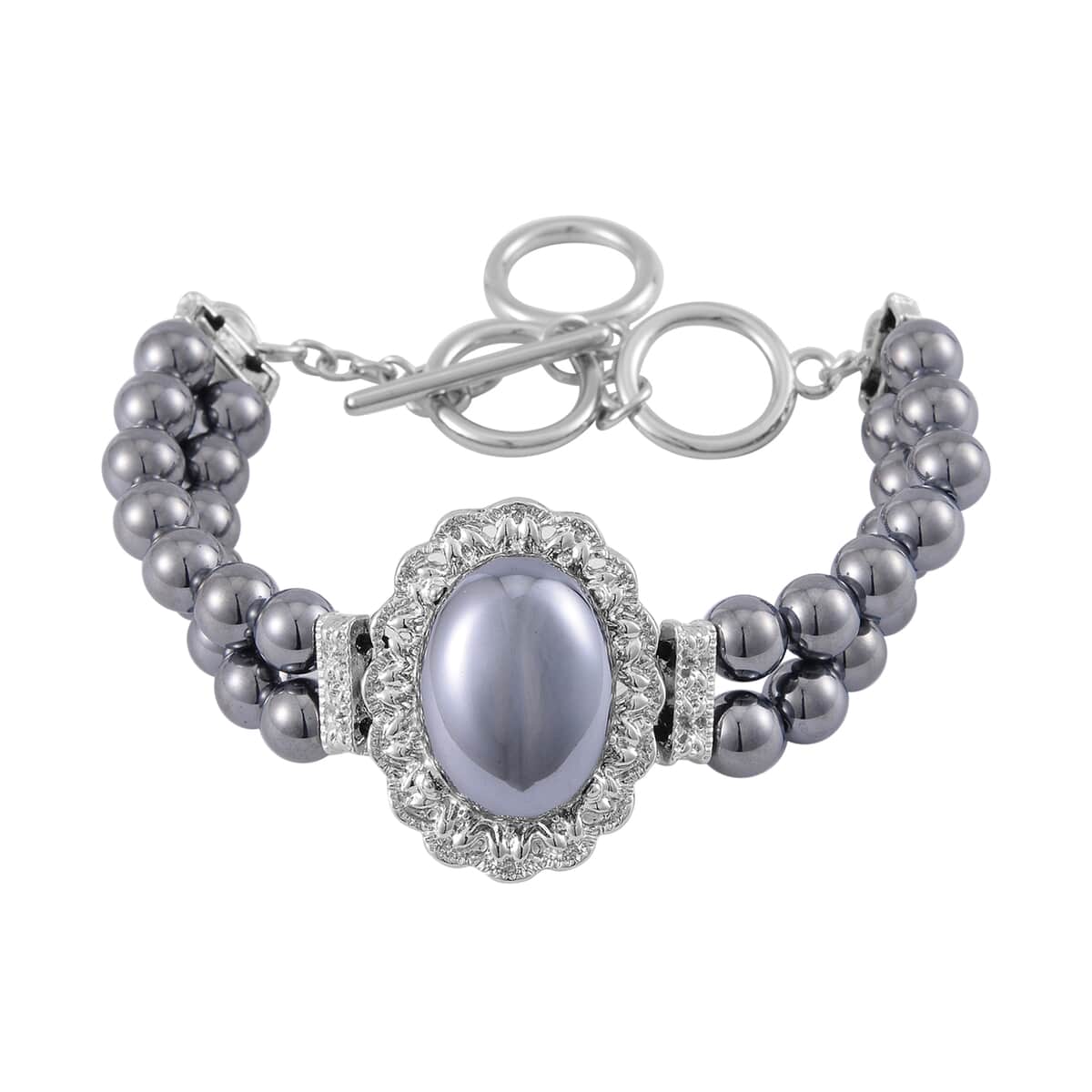 Terahertz 85.00 ctw Beaded Double Row Bracelet in Silvertone (6.50-8.00In) image number 0