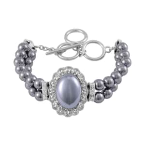 Terahertz 85.00 ctw Beaded Double Row Bracelet in Silvertone (6.50-8.00In)