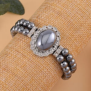 Terahertz 85.00 ctw Beaded Double Row Bracelet in Silvertone (6.50-8.00In)