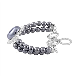 Terahertz 85.00 ctw Beaded Double Row Bracelet in Silvertone (6.50-8.00In)