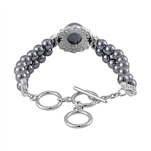 Terahertz 85.00 ctw Beaded Double Row Bracelet in Silvertone (6.50-8.00In)