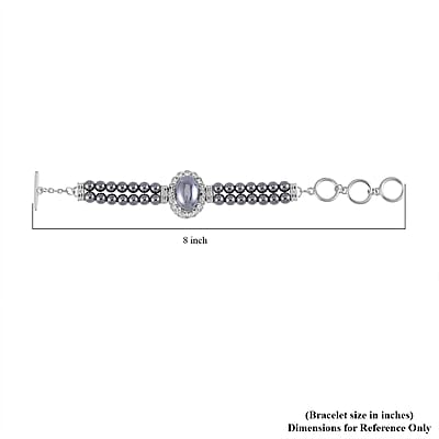 Terahertz 85.00 ctw Beaded Double Row Bracelet in Silvertone (6.50-8.00In)