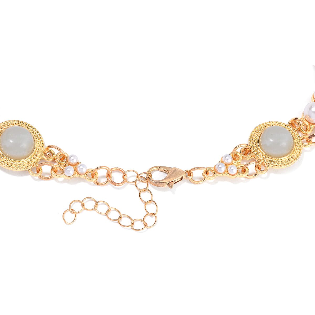 Multi Color Amazonite and White Shell Pearl Choker Necklace 18-20 Inches in Goldtone 59.00 ctw image number 3
