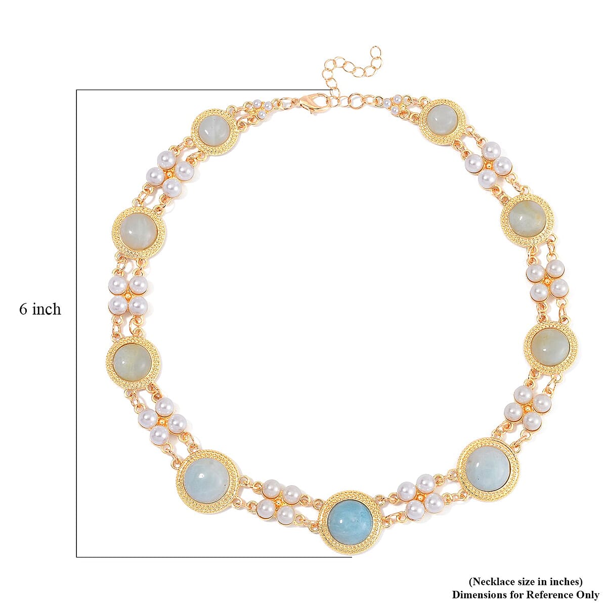 Multi Color Amazonite and White Shell Pearl Choker Necklace 18-20 Inches in Goldtone 59.00 ctw image number 4