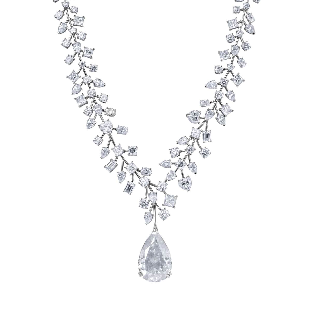 Moissanite Necklace 18 Inches in Platinum Over Sterling Silver 142.50 ctw image number 0