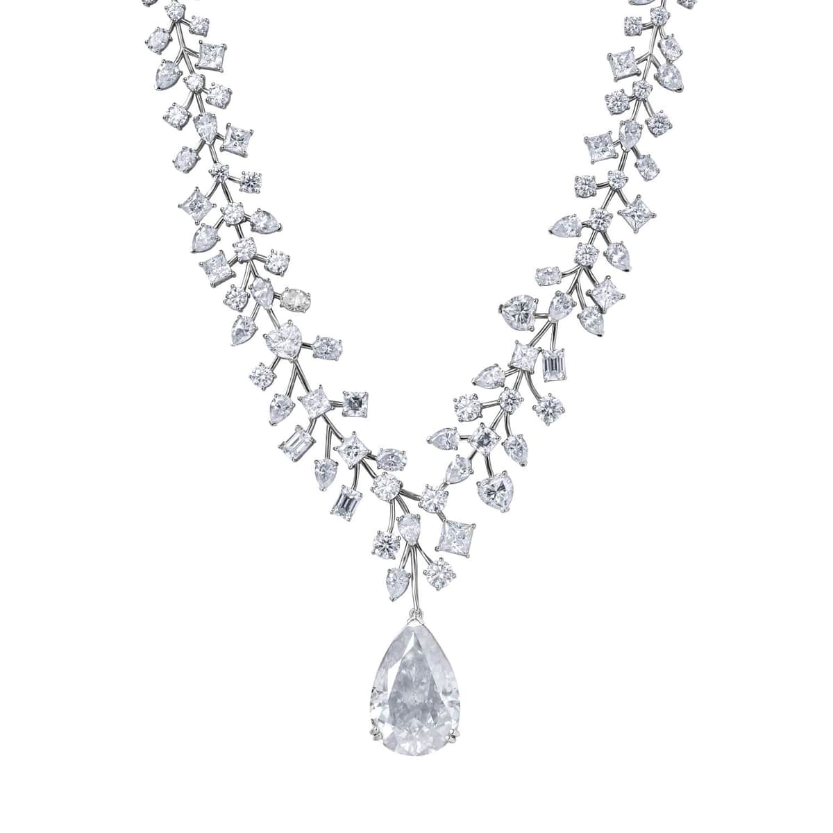 Moissanite 142.50 ctw Necklace in Platinum Over Sterling Silver 18 Inches image number 0