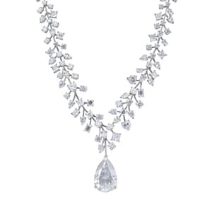 Moissanite Necklace 18 Inches in Platinum Over Sterling Silver 142.50 ctw