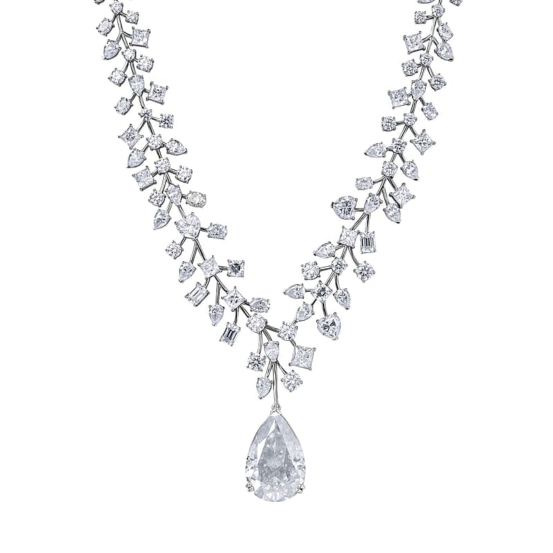 Moissanite 142.50 ctw Necklace in Platinum Over Sterling Silver 18 Inches