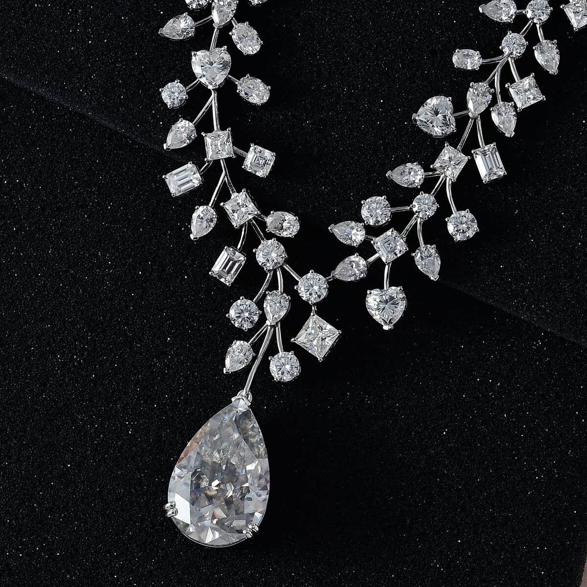 Moissanite Necklace 18 Inches in Platinum Over Sterling Silver 142.50 ctw image number 1