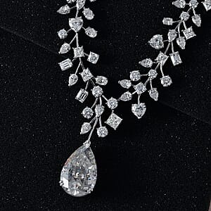 Moissanite 142.50 ctw Necklace in Platinum Over Sterling Silver 18 Inches