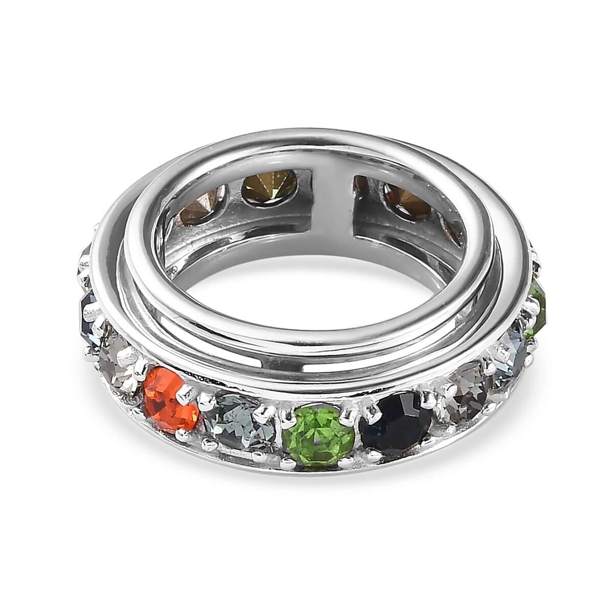 Karis Designer Premium Multi Color Austrian Crystal Spinner Ring in Platinum Bond (Size 6.0) image number 4
