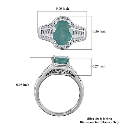 Premium Grandidierite and White Zircon Ring in Platinum Over Sterling Silver (Size 10.0) 4.00 ctw