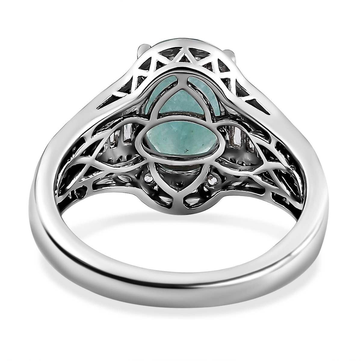 Premium Grandidierite and White Zircon 4.00 ctw Ring in Platinum Over Sterling Silver (Size 6.0) image number 4