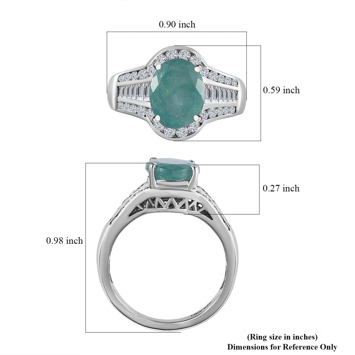 Premium Grandidierite and White Zircon 4.00 ctw Ring in Platinum Over Sterling Silver (Size 6.0) image number 5