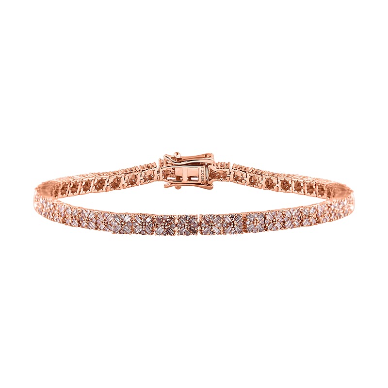 Luxoro Natural Pink Diamond I3 2.00 ctw Linking Bracelet in 10K Rose Gold (7.25 In) 11.10 Grams
