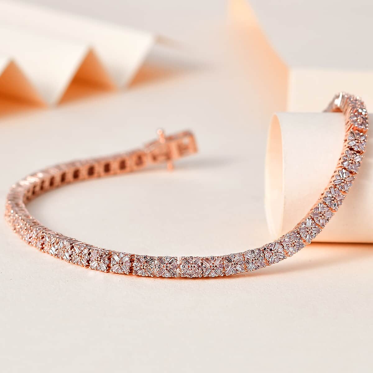 Luxoro Natural Pink Diamond I3 2.00 ctw Linking Bracelet in 10K Rose Gold (7.25 In) 11.10 Grams image number 1