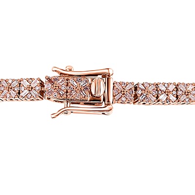 Luxoro Natural Pink Diamond I3 2.00 ctw Linking Bracelet in 10K Rose Gold (7.25 In) 11.10 Grams