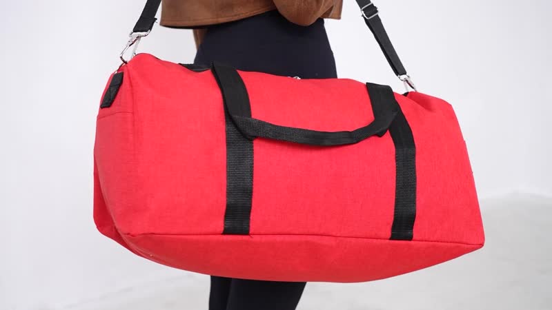 Red Color Durable and Lightweight Travel Bag (21.3"x11"x11.8") with Handle Drop and Shoulder Strap