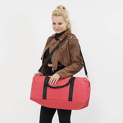 Red Color Durable and Lightweight Travel Bag with Handle Drop and Shoulder Strap
