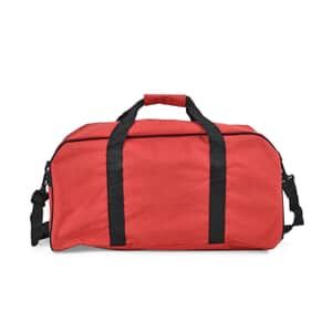 Red Weatherproof Travel Bag with Handle Drop and Detachable Shoulder Strap