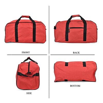 Red Weatherproof Travel Bag with Handle Drop and Detachable Shoulder Strap