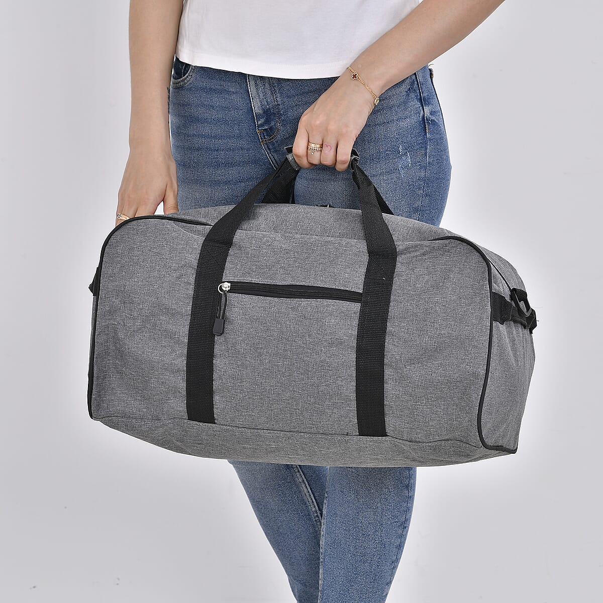 Gray Weatherproof Travel Bag with Handle Drop and Detachable Shoulder Strap image number 2