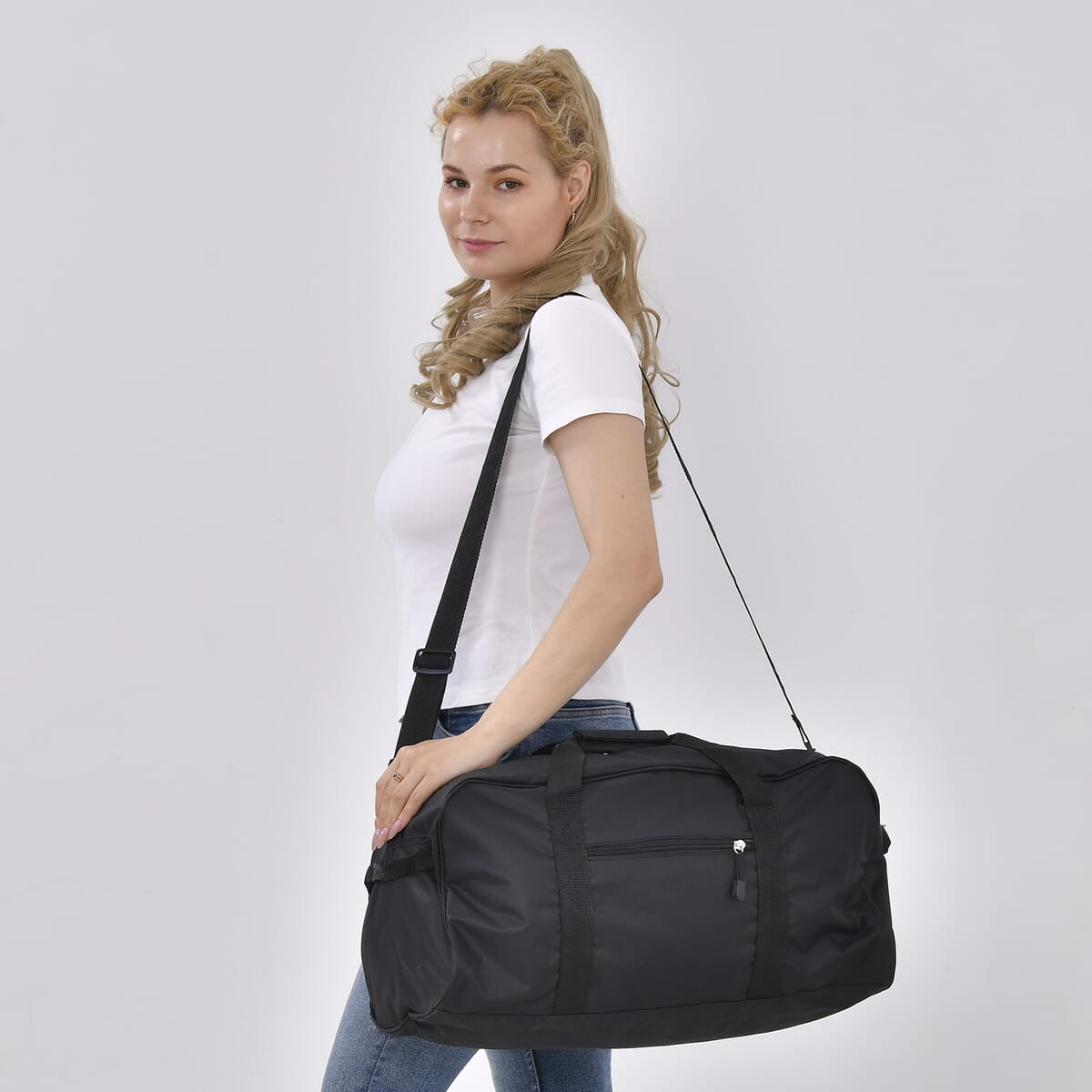 Black Weatherproof Travel Bag with Handle Drop and Detachable Shoulder Strap image number 1