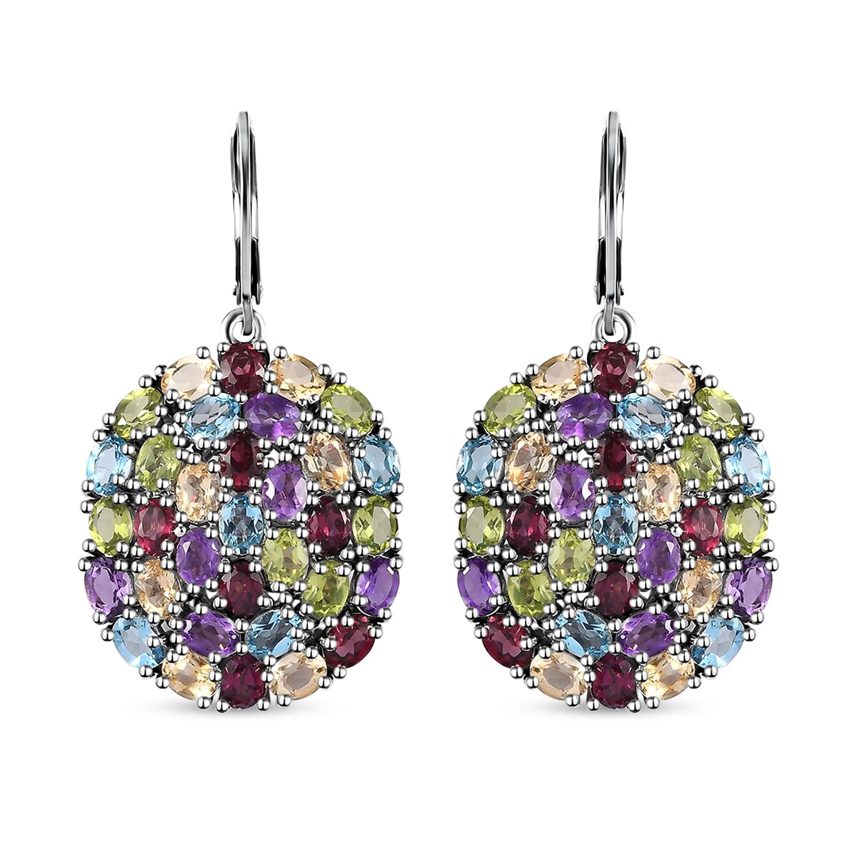 African Amethyst and Multi Gemstones 11.90 ctw Lever Back Earrings in Platinum Over Copper with Magnet image number 0