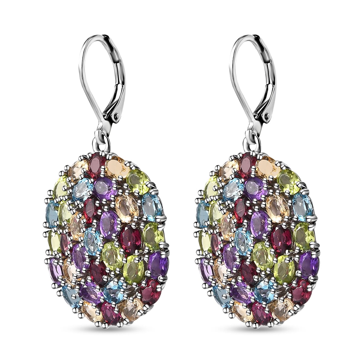 African Amethyst and Multi Gemstones 11.90 ctw Lever Back Earrings in Platinum Over Copper with Magnet image number 3