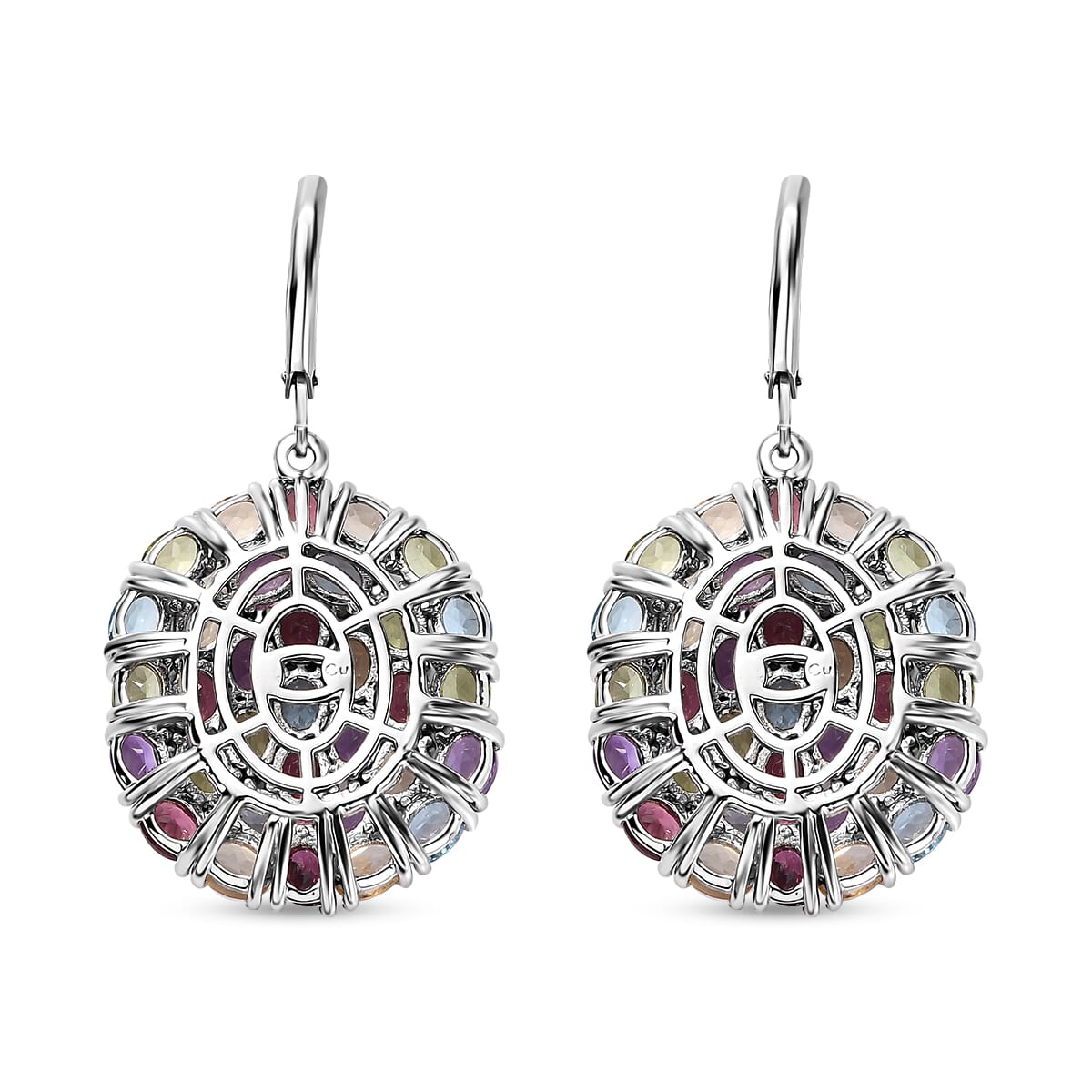African Amethyst and Multi Gemstones 11.90 ctw Lever Back Earrings in Platinum Over Copper with Magnet image number 4