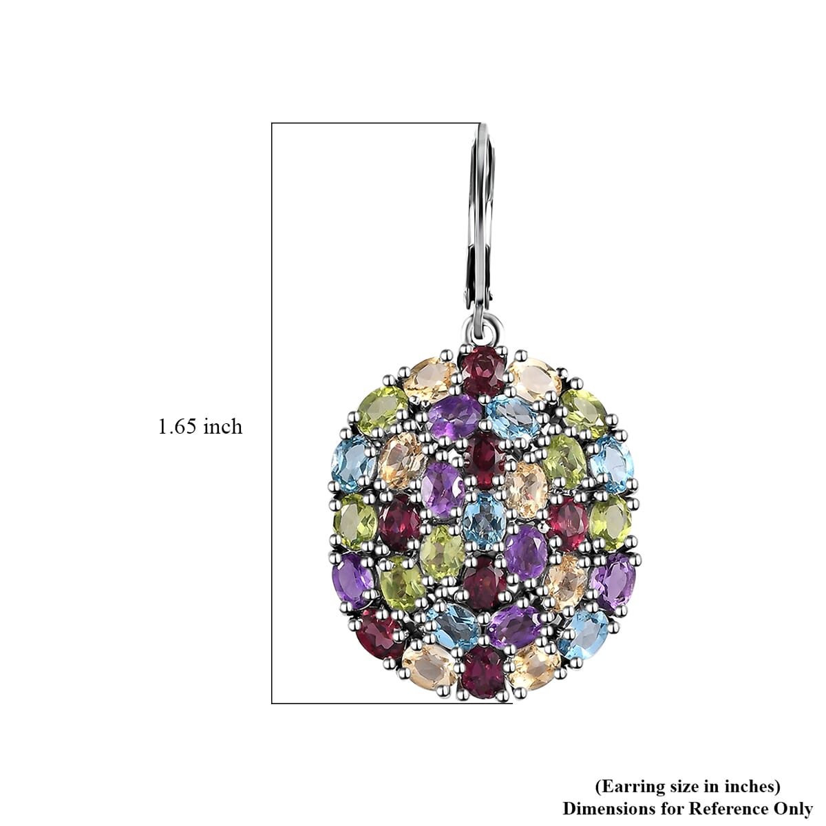 African Amethyst and Multi Gemstones 11.90 ctw Lever Back Earrings in Platinum Over Copper with Magnet image number 5