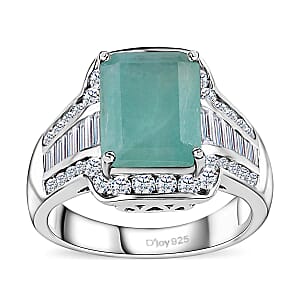 Premium Grandidierite and White Zircon Ring in Platinum Over Sterling Silver (Size 8.0) 5.15 ctw
