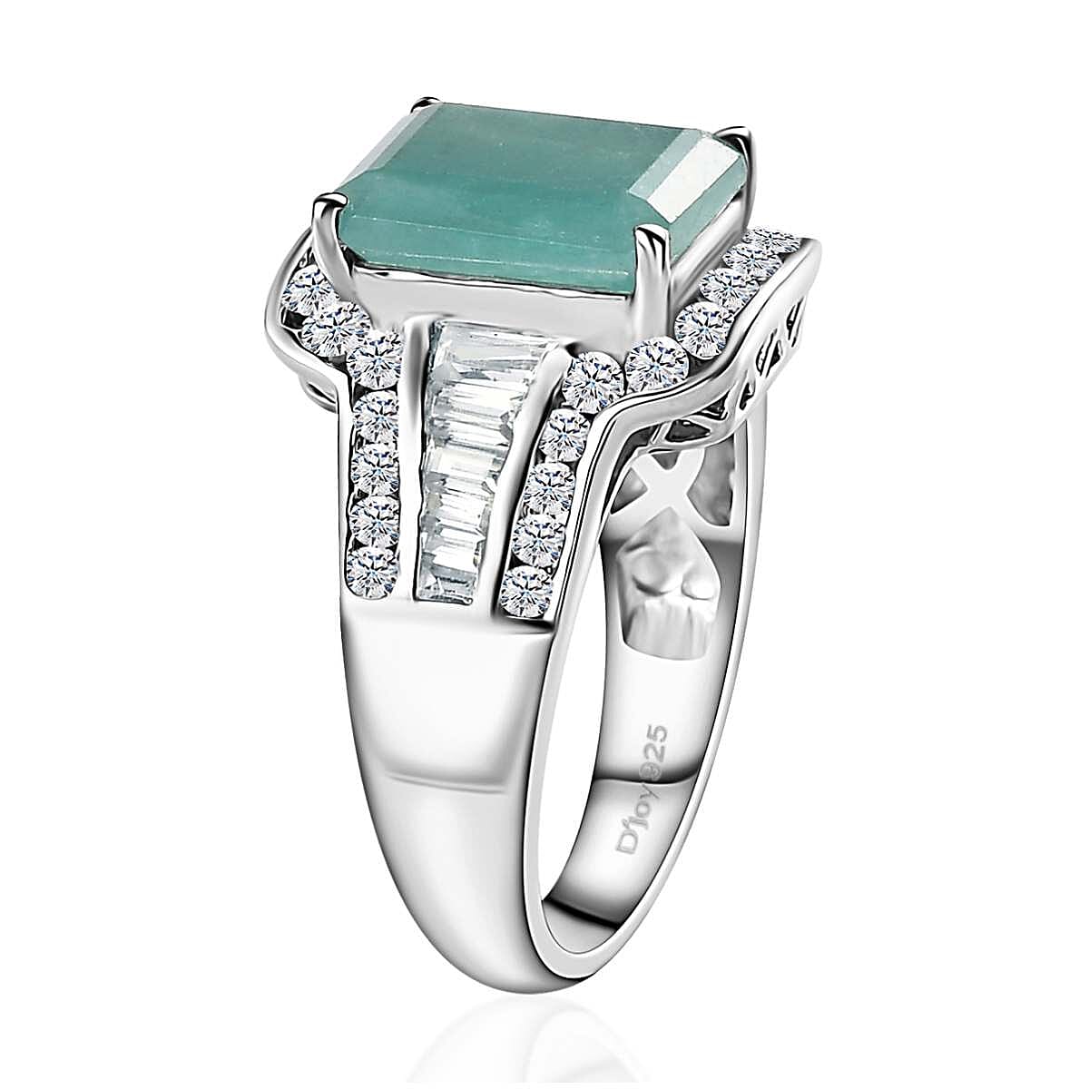 Premium Grandidierite and White Zircon Ring in Platinum Over Sterling Silver (Size 8.0) 5.15 ctw image number 3