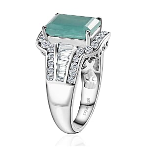 Premium Grandidierite and White Zircon Ring in Platinum Over Sterling Silver (Size 8.0) 5.15 ctw