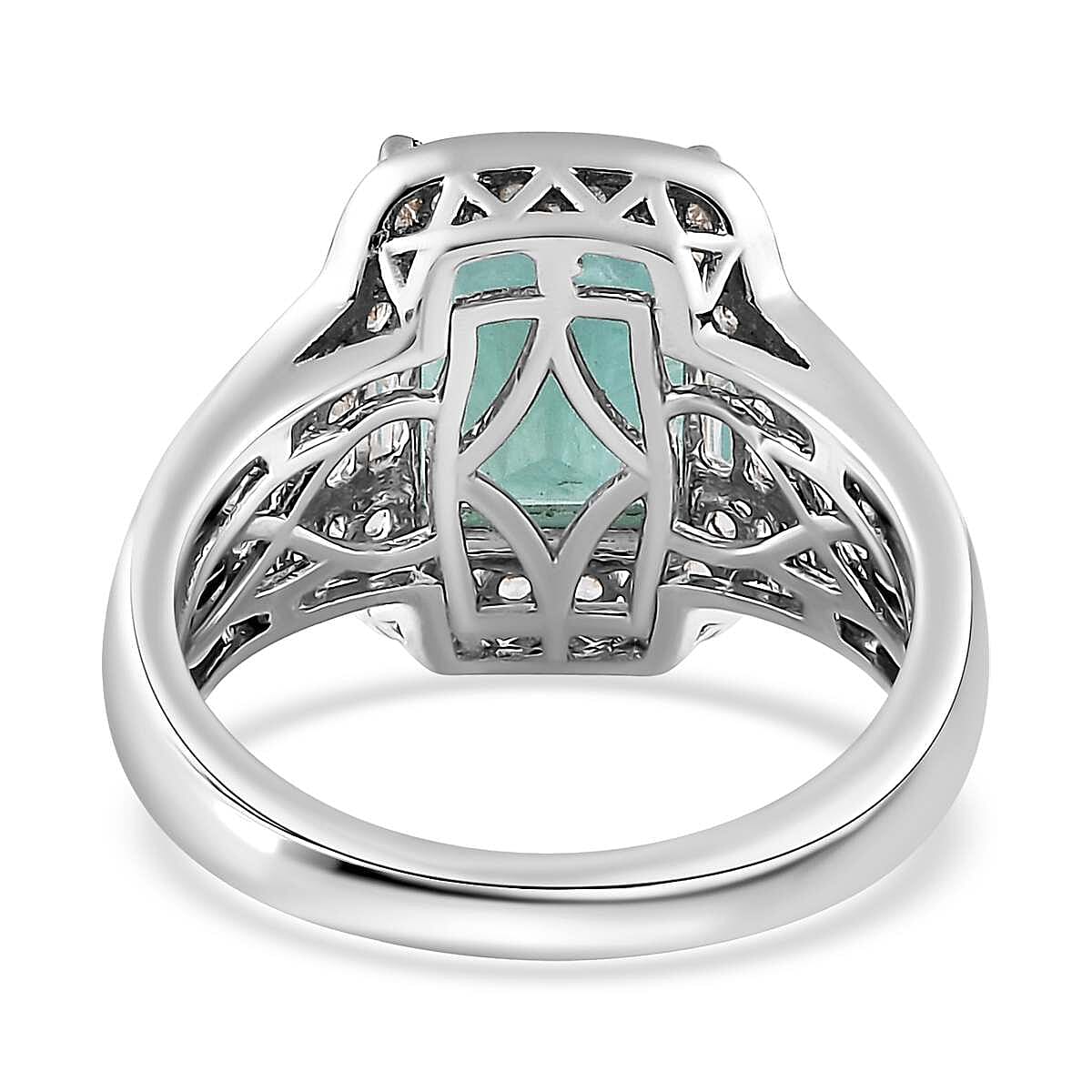 Premium Grandidierite and White Zircon Ring in Platinum Over Sterling Silver (Size 8.0) 5.15 ctw image number 4