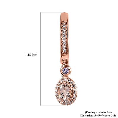 Premium Marropino Morganite and Multi Gemstone Dangling Earrings in Vermeil Rose Gold Over Sterling Silver 1.70 ctw