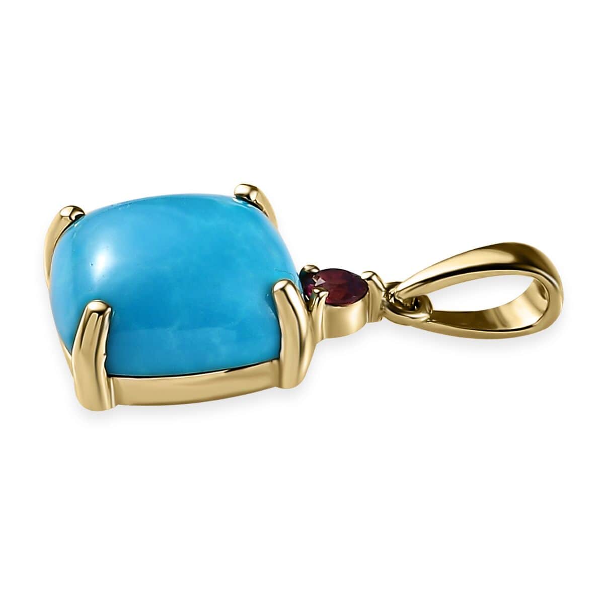 Luxoro 10K Yellow Gold Premium Sleeping Beauty Turquoise and Ouro Fino Rubellite Pendant 3.90 ctw image number 3