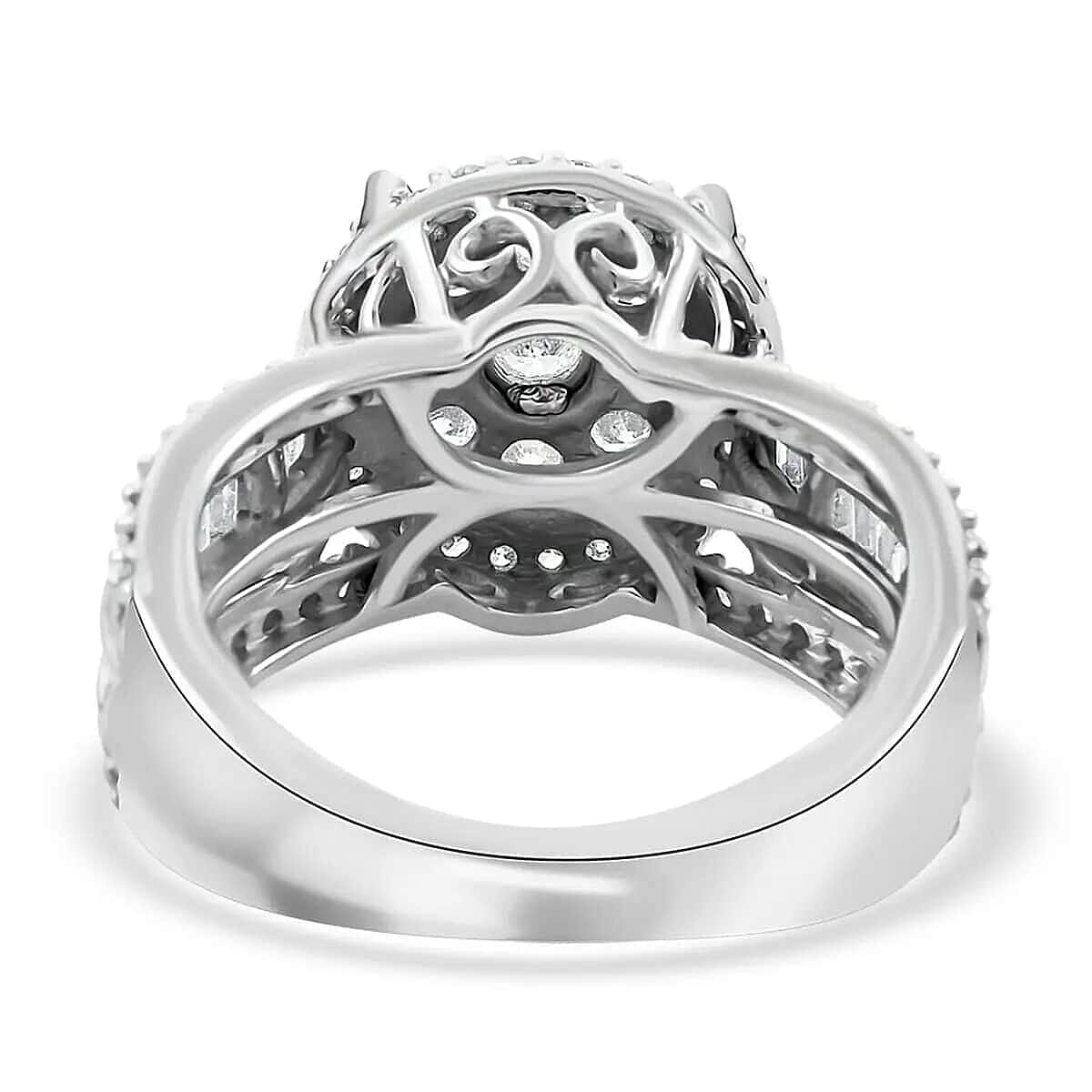 G-H I2 Diamond Ring, 10K White Gold Ring, Diamond Cluster Ring, Diamond Jewelry, Gifts For Her 5 Grams 1.00 ctw (Size 9.5) image number 5