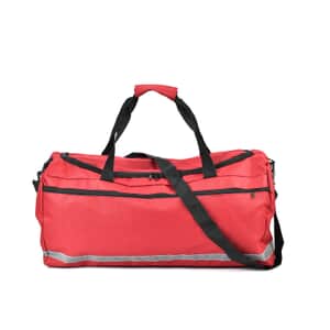 Red Polyester Large-capacity Travel Bag with Shoulder Strap