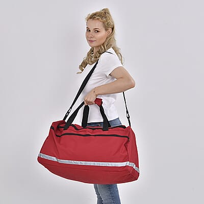 Red Polyester Large-capacity Travel Bag with Shoulder Strap