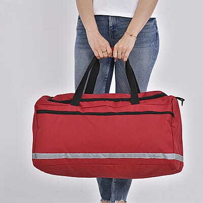 Red Polyester Large-capacity Travel Bag with Shoulder Strap